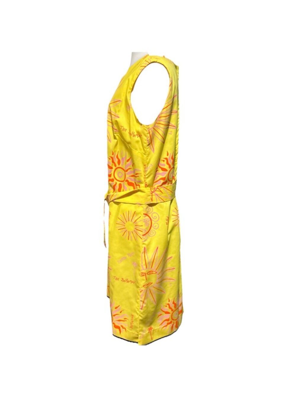 Vintage Tropical Sun Dress Large 14 Sheath Quirky Resort Cruise Resortwear 80s - Picture 9 of 16